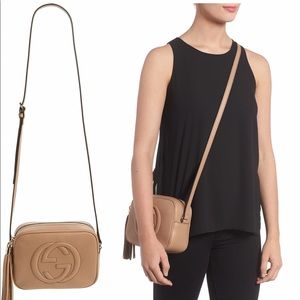 Authentic Gucci disco leather bag beige/pink